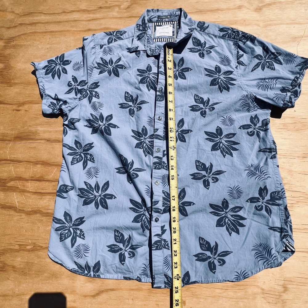 Cactus Man Ricky Singh Mens L Blue Floral Tropical Short Sleeve Button Down - Picture 4 of 6